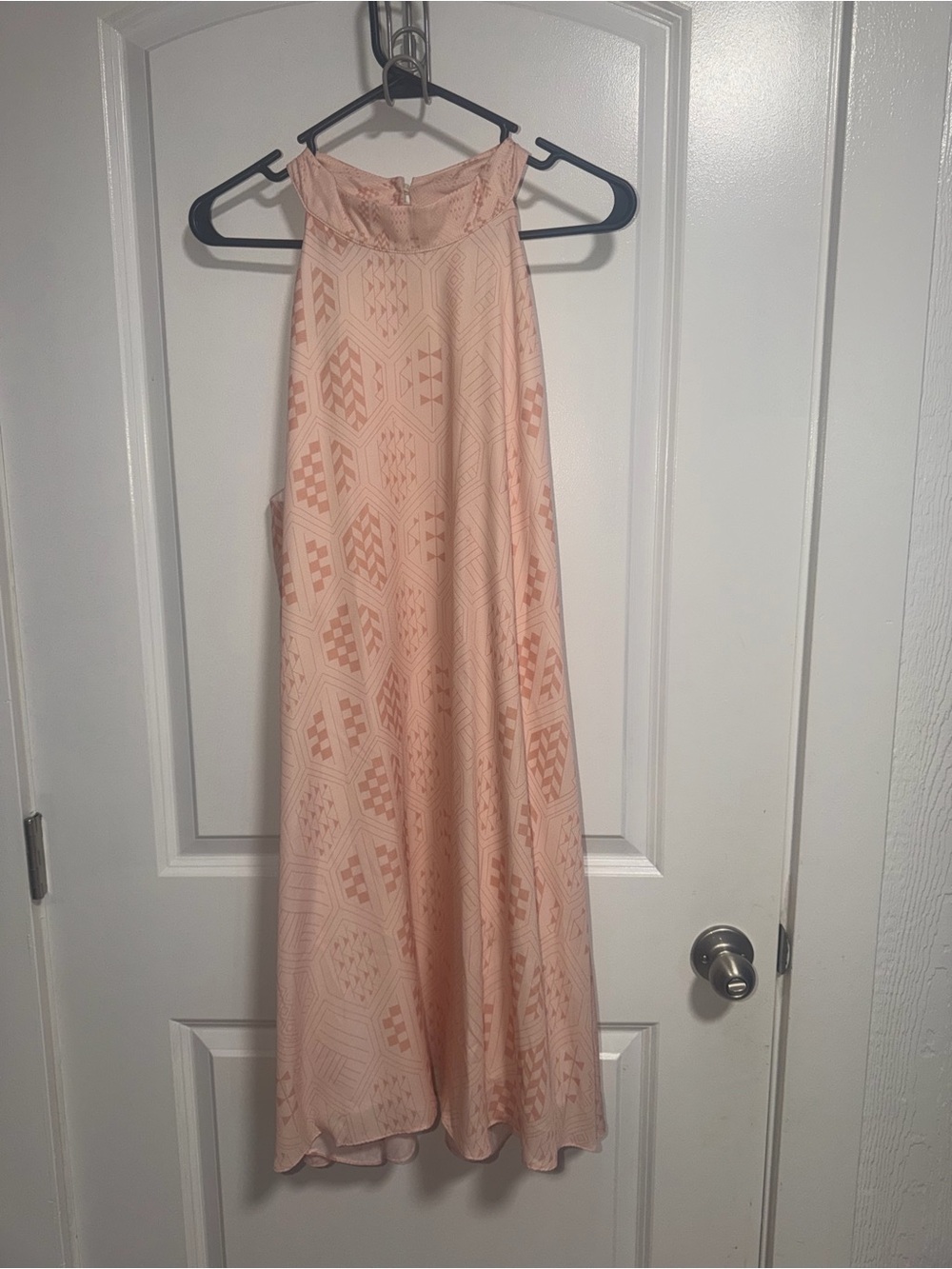 Hawaiian Sleeveless Peach Halter Maxi Dress